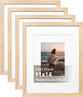 Cadre photo 11x14 en bois massif naturel avec acrylique, 5x7, 8x10, avec passe-partout, pour table ou mur, lot de 4
