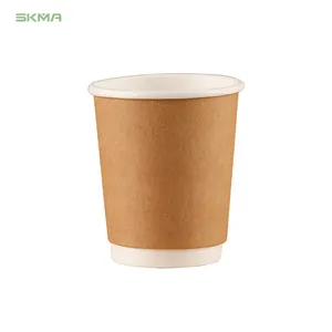 Wholesale Disposable Double Wall Hot Cold Drink Paper Cups Custom Print Logo White Paper Cups For Bubble Tea Shop