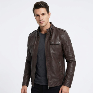 Nouvelle veste en cuir slim fit pour homme, élégante, avec fermeture éclair décorative, plusieurs poches, respirante, pour l'hiver - Product Image 1