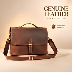 Sac messager en cuir de qualité supérieure, sac bandoulière, sacoche pour ordinateur portable, travail, voyage, fait main, unisexe, cadeau d'affaires, 15 pouces, durable - Product Image 1