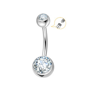 Toptan ASTM F136 G23 titanyum göbek Piercing takı dahili dişli kelebek çiçek vücut göbek düğme Piercing takı - Product Image 2