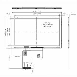 Màn hình LCD <span class=keywords><strong>TFT</strong></span> công nghiệp 5 inch Giao diện RGB 800x480, độ sáng 500nits, nhiệt độ rộng-20oC ~ 70oC - Product Image 4