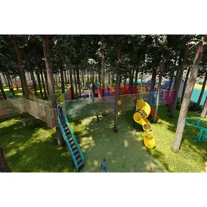 تصميم ساحة لعب للبالغين في الهواء الطلق ، للأطفال ، مدرسة ، في الهواء الطلق ، مجموعة ساحة لعب الغابة ، مغامرة