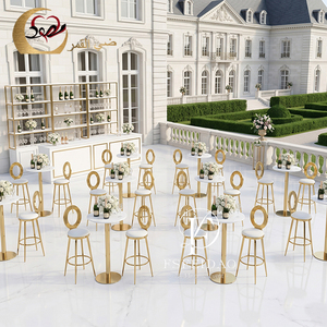 Mesa de Bar Alta de Vidrio Dorado para Bodas y Eventos, Suministros Modernos para Bodas - Product Image 5