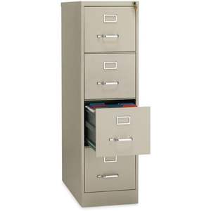 Alera HVF152652PY Armoire de bureau en acier, classeur vertical économique à quatre tiroirs avec tiroirs format lettre, 15 po x 26,5 po x 52 po, couleur putty - Product Image 1