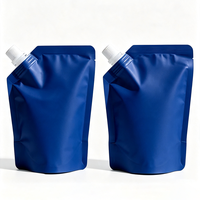 Pochette à bec verseur bleu mat personnalisée avec bouchon à vis, sac en plastique de qualité alimentaire pour savon liquide, shampoing, gel douche, lotion, emballage de recharge