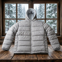 Veste matelassée à capuche grise pour femme, manteau d'hiver à manches longues avec fermeture éclair, couleur unie, rembourrage en polyester
