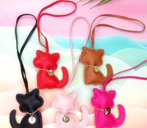 Cute Cartoon Cat Keychain Multi-Color PU Leather Bag Charm Fashion Car <b>Key</b> <b>Ring</b> Luggage Hanger Gift for Women & Girls Wholesale - Product Image 2