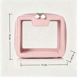 Neceser de Maquillaje Transparente de PVC con Cierre de Cremallera, Organizador de Artículos de Aseo con Logotipo Personalizado, Estuche de Cosméticos Impermeable de Cuero PU para Viaje - Product Image 2