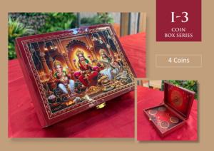Handmade Wooden <b>Coin</b> Box with Religious Painted Design 4 <b>Coins</b> Storage <b>Case</b> Rectangle Shape Art Collectible Decor - Product Image 3