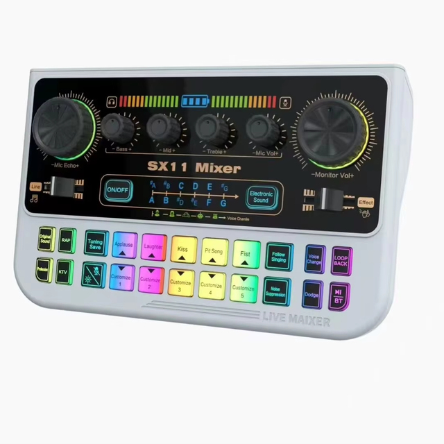 SX11 Mobile Phone Computer Live Streaming Mini Sound Card Voice Changer, Professional Audio Karaoke Recording Voice Modifier