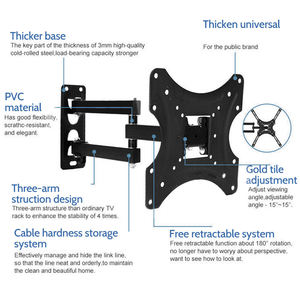 Support mural <span class=keywords><strong>TV</strong></span> pivotant à <span class=keywords><strong>180</strong></span> ° pour écran de 17 à 42 pouces, charge de 30kg, inclinaison de 10 °, prix d'usine en acier laminé à froid X200 - Product Image 6