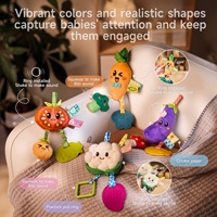 Tumama Kids 4 pièces hochets de légumes en peluche douce EN71 premier berceau de bébé siège de voiture poussette jouet suspendu avec anneau de dentition son froissé