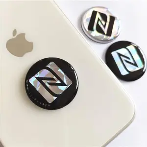 블랙 반짝이 홀로그램 3d nfc 에폭시 소셜 미디어 태그 인코딩 URL