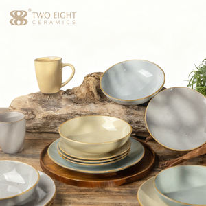 Assiettes en porcelaine en gros, vaisselle en céramique beige personnalisée, ensemble de vaisselle, plats de service, services de table, vaisselle de restaurant - Product Image 3