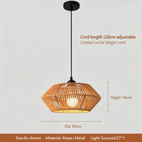 Lustre vintage rustique en corde de chanvre, luminaire suspendu en fibre naturelle écologique, lampe suspendue en forme de panier tissé