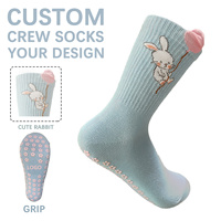 Nouvelles Chaussettes Antidérapantes en Coton à Motif Jacquard Lapin et Ballon, Idéales pour Pilates, Yoga, Barre, Collection Printemps Jeunesse