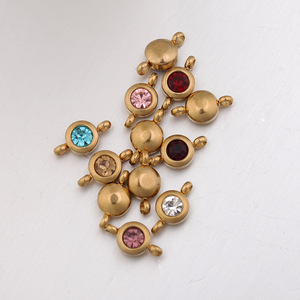 Ciondoli in Acciaio Inossidabile Argento con Due Fori da 6,5mm per Creazione di Gioielli Fai-da-Te, Charm con Cristalli dei 12 Mesi di Nascita - Product Image 3