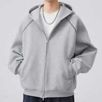 Sweat à capuche zippé intégral vierge pour homme, en tissu doux et épais, avec impression sérigraphiée, double couture et épaules tombantes, pour la vente en gros