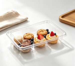 <b>Clear</b> PET Plastic Pastry <b>Box</b> Rectangular Food Storage Container for Bakery Cookies Cupcakes Sweets Recyclable Customizable - Product Image 1