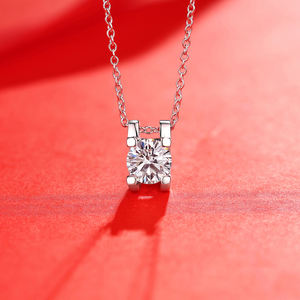 Collar de moissanita con ajuste de garra de 1 quilate de Plata de Ley 925 de estilo clásico para mujer, collar de mujer de calidad elegante, los mejores regalos - Product Image 3