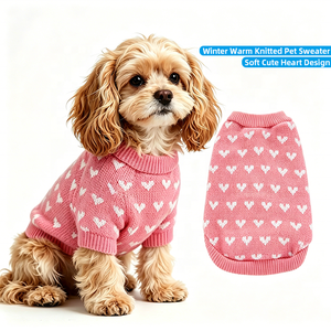 <span class=keywords><strong>Pull</strong></span> en tricot pour chien, chat, animal <span class=keywords><strong>de</strong></span> compagnie, vêtements d'hiver doux et chauds, rose, motif cœur, vêtements <span class=keywords><strong>de</strong></span> fête - Product Image 1
