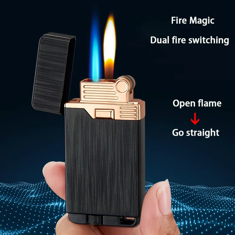DEBANG creative lighter Popular Classic Grinding Wheel Lighter Open Flame Straight into Double Flame butane lighter