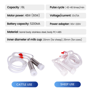 Ordeñadora Eléctrica Automática <span class=keywords><strong>de</strong></span> Pulso <span class=keywords><strong>de</strong></span> 16L con Cubo <span class=keywords><strong>de</strong></span> Acero Inoxidable, Máquina <span class=keywords><strong>de</strong></span> Ordeño por Succión para <span class=keywords><strong>Vacas</strong></span>, Ovejas y Cabras - Product Image 4