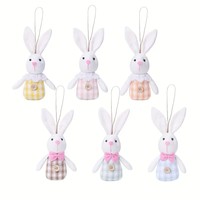 Décoration suspendue Lapin de Pâques, mini gnome fait main, jouet en peluche, fournitures pour fête de printemps