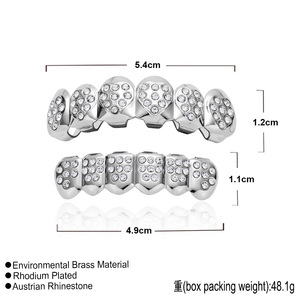 BES Hip Hop or dents Grillz bijoux glacé plein <span class=keywords><strong>strass</strong></span> coeur dents <span class=keywords><strong>dentaire</strong></span> Grillz ensemble mode corps bijoux hommes - Product Image 5