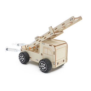 Modèle de camion de pompiers mécanique 3D, kit de construction en contreplaqué de bouleau naturel, outil d'apprentissage Montessori, laboratoire de robotique robuste pour juniors - Product Image 1