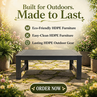 Table de jardin en HDPE pour l'extérieur, résistante aux UV et à l'eau, table basse moderne pour balcon, terrasse, cour, design à profil bas