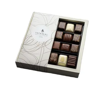 Boîtes d'emballage de chocolats de bonbons personnalisés de haute qualité boîte cadeau de chocolat séparée en forme de tiroir blanc