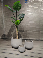 Grand pot de fleurs extérieur en fibre de verre écologique avec finition sculptée à la main, design moderne, fabriqué au Guangdong