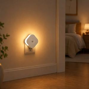 Factory Direct <b>Plug</b> <b>in</b> LED Night <b>Light</b> with PIR Motion <b>Sensor</b> 2700K Warm White Square Night Lamp ABS Housing OEM Custom - Product Image 1