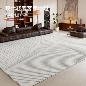 พรมลายทางเรขาคณิตสมัยใหม่ รูปทรงสี่เหลี่ยมผืนผ้า ทำจากเส้นใยโพลีเอสเตอร์ กันน้ำ กันคราบสกปรก เหมาะสำหรับห้องนั่งเล่น โซฟา โต๊ะกาแฟ - Product Image 1
