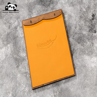 Porte-menu en bois avec logo gravé personnalisé, reliure à vis, cuir PU avec plaque en bois