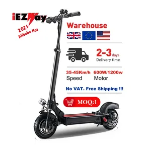 Iezway motor único dobrável, 2021 polegadas 10 v 48v 12ah 500w 600w 1000w 1200w scooter elétrico com assento no armazém da alemanha