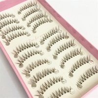 10 Pasang/tray Bulu Mata Palsu Coklat Tipis Model Cat Eye Bulu Mata Coklat Pita Transparan C D-Curly Bulu Mata Palsu untuk Riasan