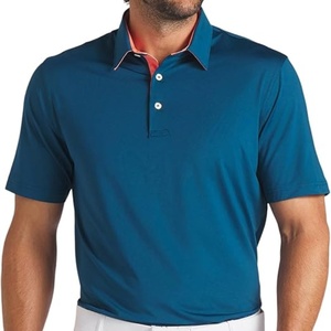 Polos de golf de rendimiento para hombre, camisas estampadas de manga corta que absorben la humedad de secado rápido, tela a rayas decorada con botones, LICRA de seda - Product Image 1