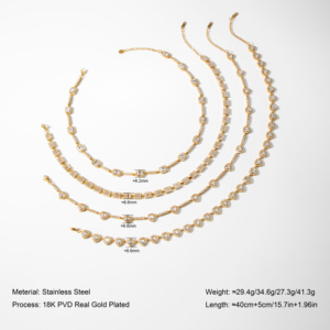 YF7062 Collana di Lusso in Acciaio Inossidabile Placcato Oro 18K PVD con Zirconi, Gioiello Impermeabile Scintillante con Zirconia Cubica 5A - Product Image 2