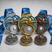 Médailles de natation amovibles en émail souple 3D Or Argent Bronze pour récompenses sportives scolaires et de club