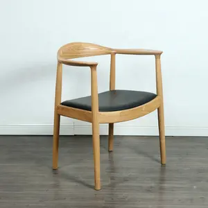 High Quality Dining Chair Armrest Wooden Chair Pu Leather Wooden Chair