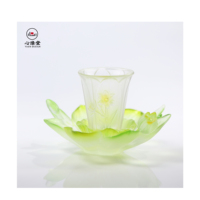 Ensemble de tasses à thé Liuli en verre cristal de haute qualité de luxe rétro chinois FloraDeity service à thé narcisse douze décembre