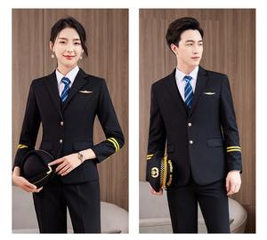 Vêtements de pilote élégants <span class=keywords><strong>pour</strong></span> hommes et femmes, uniforme long <span class=keywords><strong>pour</strong></span> les compagnies aériennes, en polyester et viscose, vente en gros - Product Image 5