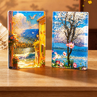 Aimant de réfrigérateur personnalisé en acrylique rectangulaire avec sable mouvant, paysage scénique, paillettes liquides flottantes, autocollant magnétique pour réfrigérateur