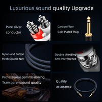 ATAUDIO kabel Audio HiFi 6.5mm, colokan TS lapis emas tembaga murni perak murni untuk Mixer gitar untuk Speaker