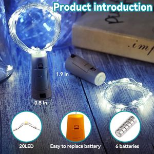 Kolpop - <span class=keywords><strong>Luces</strong></span> Decorativas para Botellas de Vino, 20 LED, Mini <span class=keywords><strong>Luces</strong></span> de Hadas para Interiores, 18 Unidades, Funciona con <span class=keywords><strong>Pilas</strong></span>, Plástico, IP44, Iluminación Navideña - Product Image 2