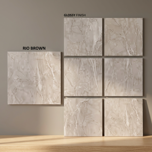 Baldosas de Porcelana Realgres Rio Brown con Aspecto de Mármol Pulido, Diseño de Lujo de 80x80cm - Product Image 1