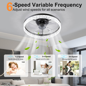19.7'' Flush Mount Crystal <b>Ceiling</b> <b>Fan</b> Light 6 Speed Reversible Quiet DC Motor 3CCT Adjustable for Living Room Bedroom - Product Image 2